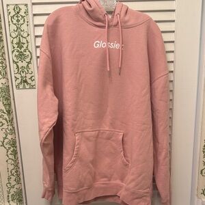 Glossier Dusty Pink Logo Hoodie XXL Blush New without Tags - Fancy Cute